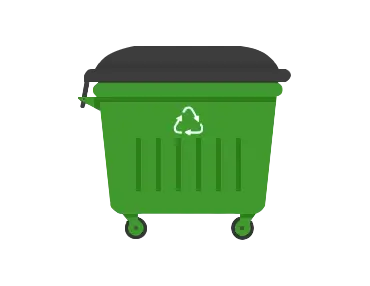 Pojemnik o pojemności 1100L na odpady z firm zmieszane oraz selektywnie zebrane.